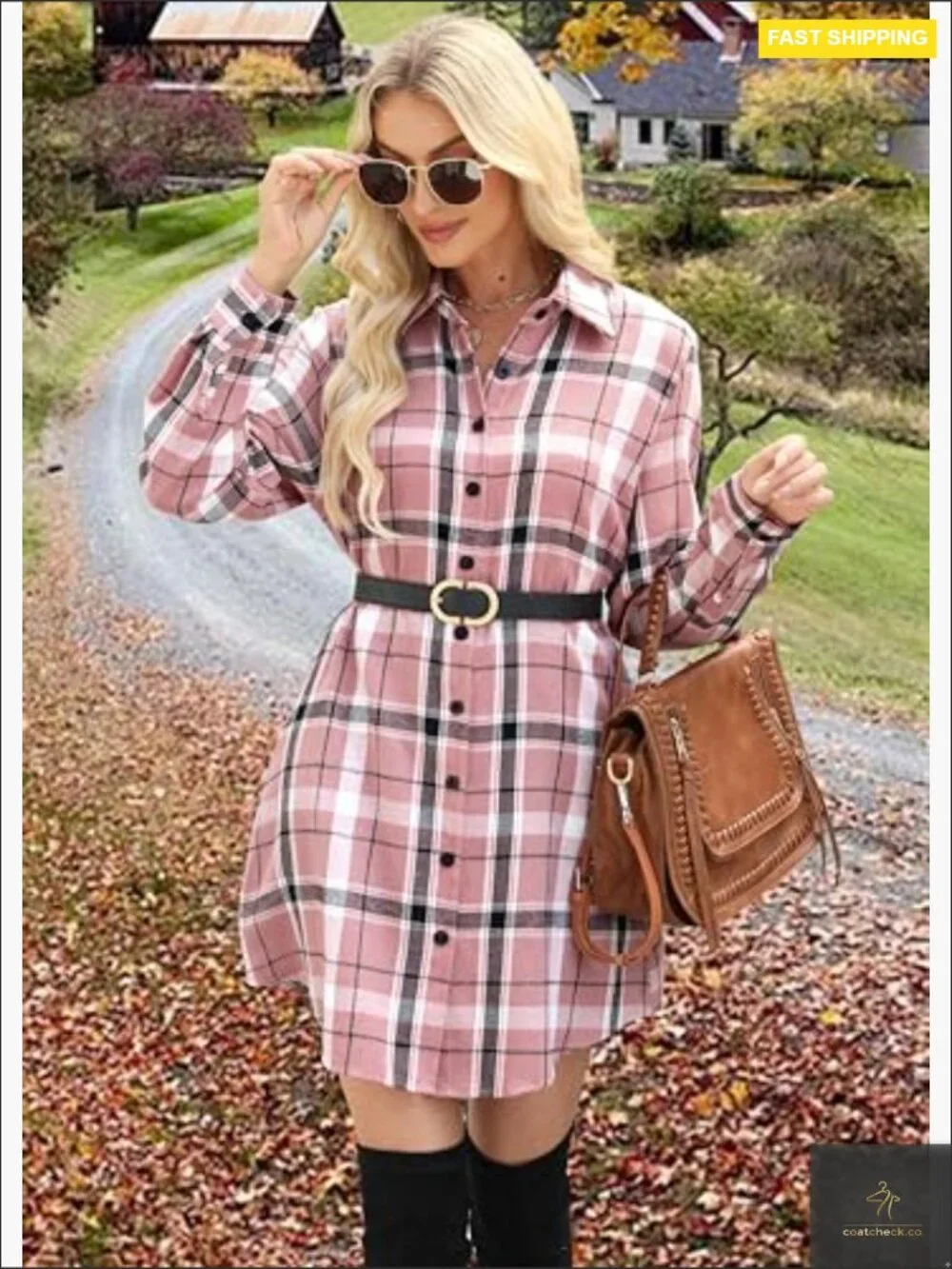 Oversized Flannel Shirt Jacket Button Down Tunic Lightweight Casual Work Tops